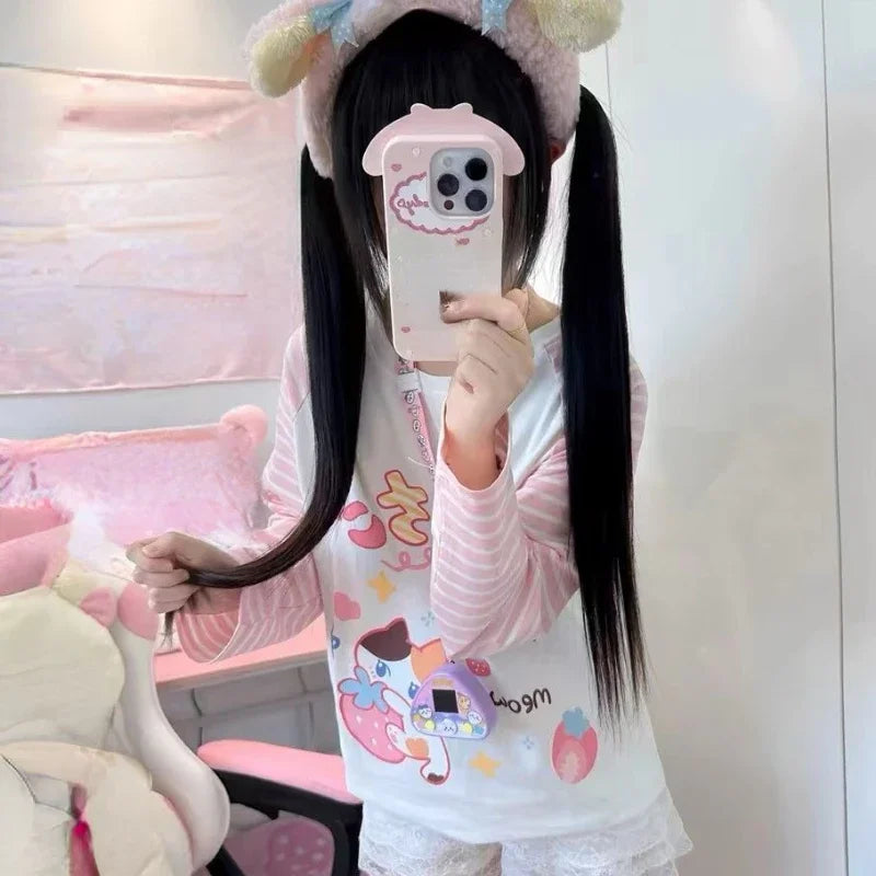 T-shirt Harajuku w paski