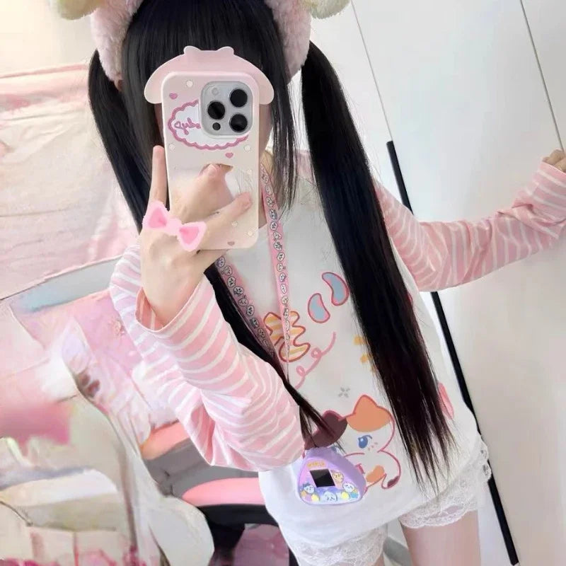 T-shirt Harajuku w paski