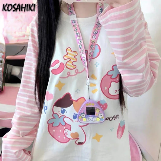 T-shirt Harajuku w paski